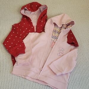 Red and Pink Polka Dot Hoodies with Zipper
